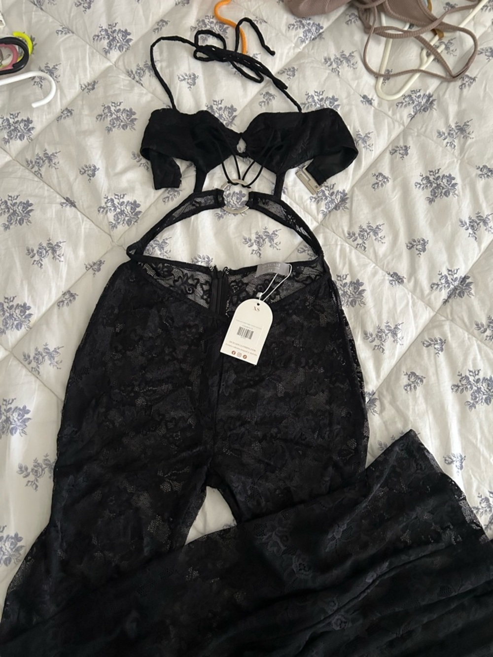 Black Lace Cutout Jumpsuit & Romper - Picture 3 of 5